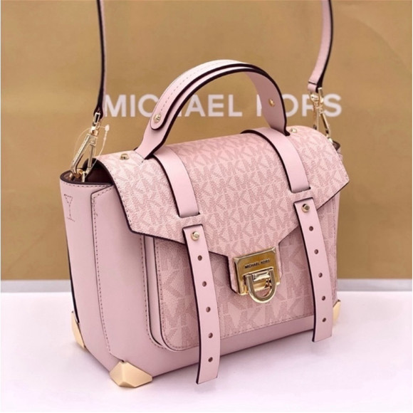 Michael Kors Manhattan Satchel Crossbody Powder Blush Multi - Picture 13 of 16